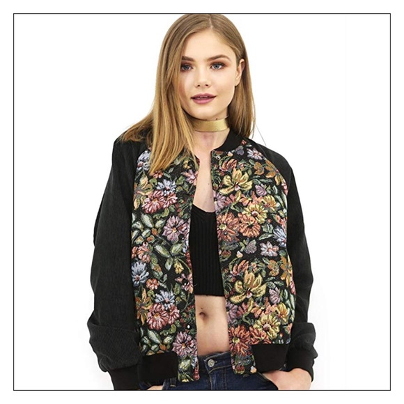 Honey Punch Jackets & Blazers - West Coast Wardrobe Floral Jacquard Bomber Jacket